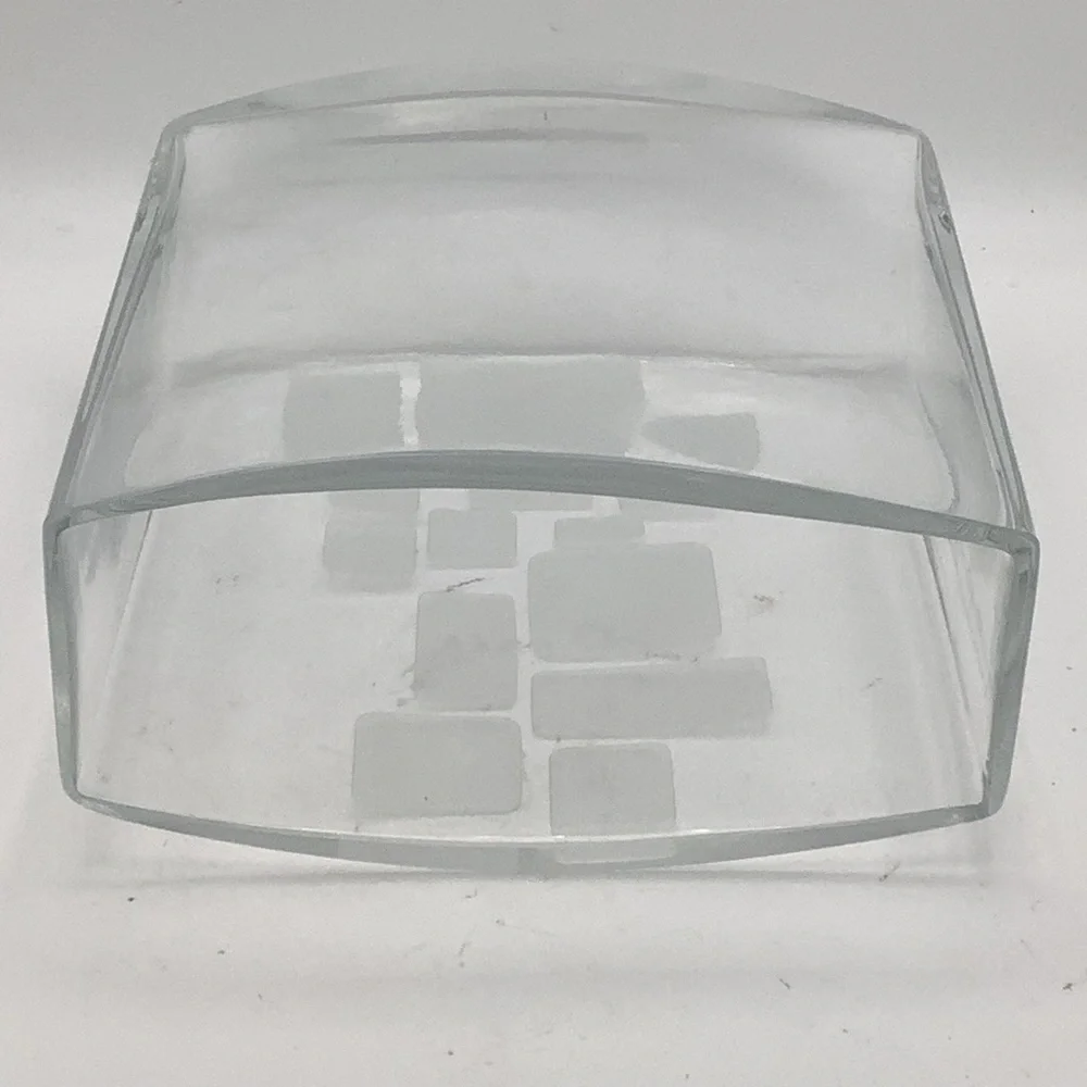 Modern Clear Glass Vase with Etched Geometric Design